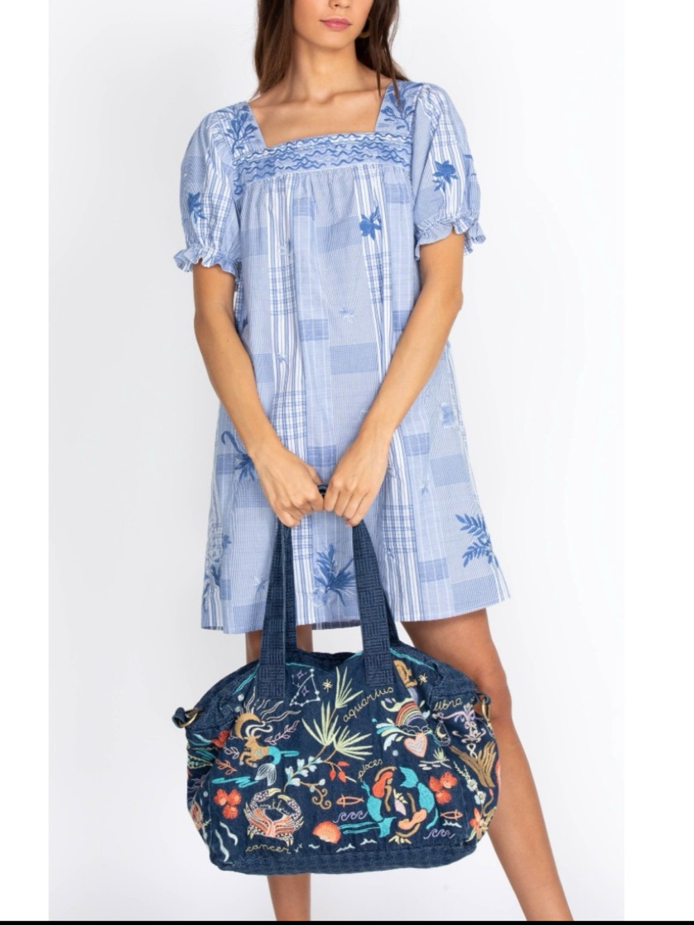 Johnny Was Marbella Square Neck Dress XS